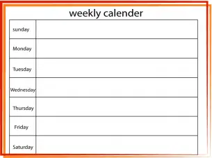 Red-Orange Printable Blank Weekly Calendar