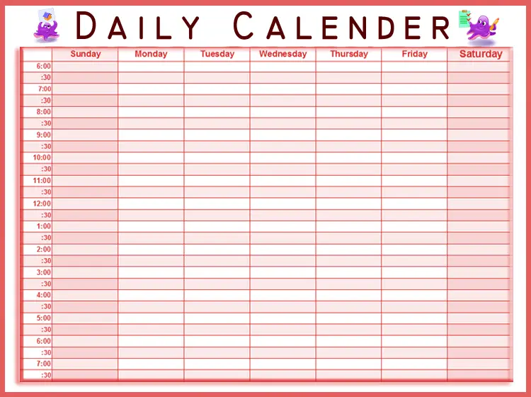 Free Printable Daily Calendars