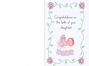 Printable Congratulations Baby Girl Card