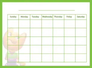 Printable Green Blank Calendar