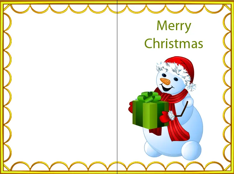 Printable Yellow Border Happy Snowman Christmas Card Printable Yellow Border Happy Snowman Christmas Card