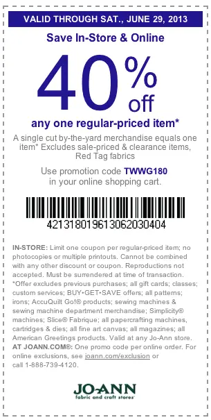 Printable Joann Fabrics Coupons