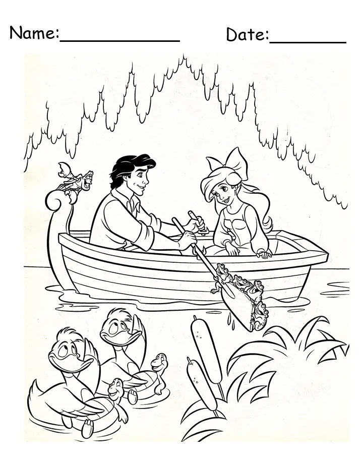 prince eric and ariel disney printable coloring pages