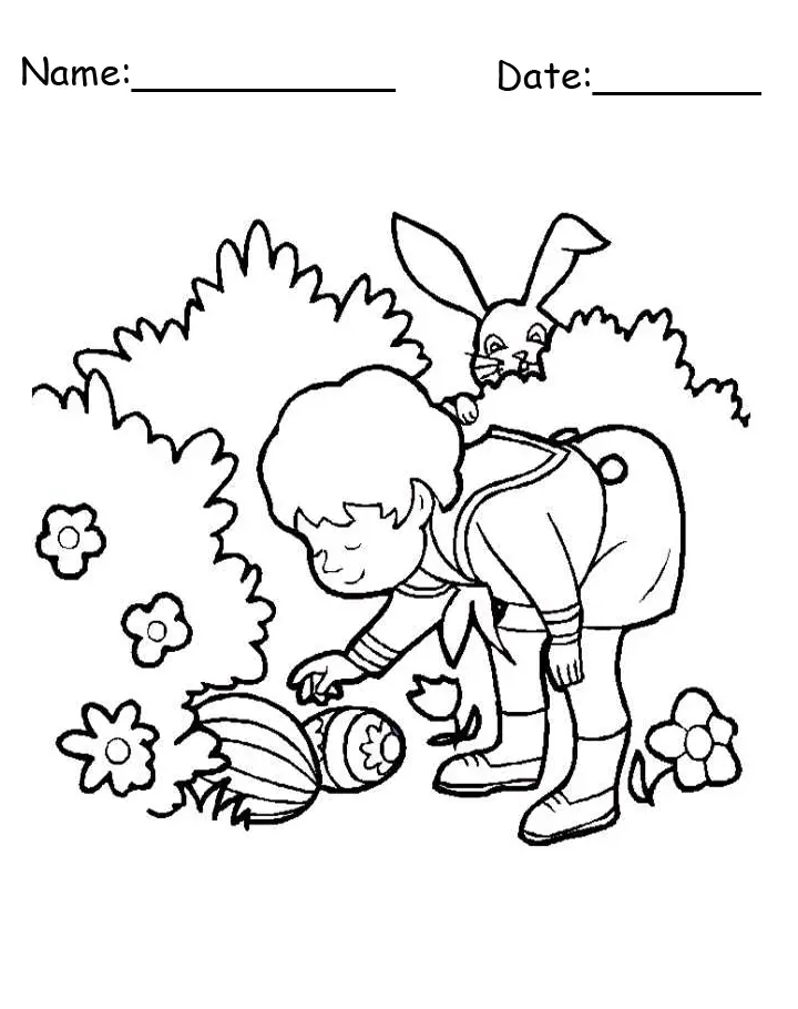 Egg Hunt Surprise Easter Printable Coloring Pages