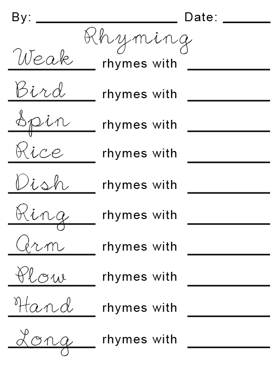what can rhyme with homework