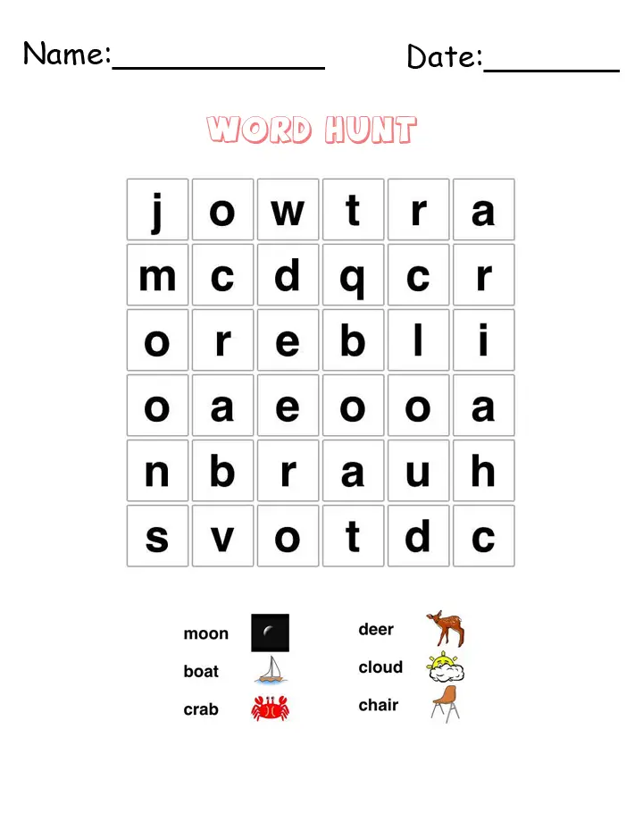 moon word hunt puzzle printable games