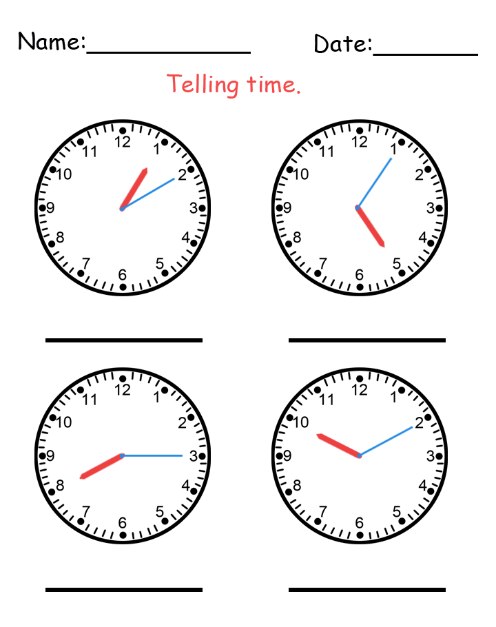 Printable Telling Time Worksheet