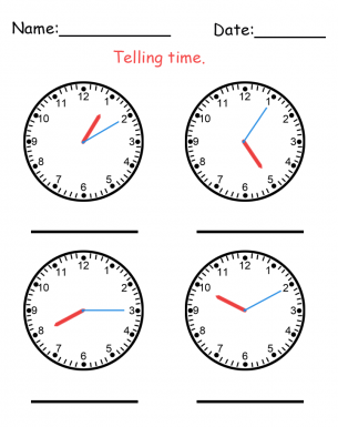 Printable Telling Time Worksheet