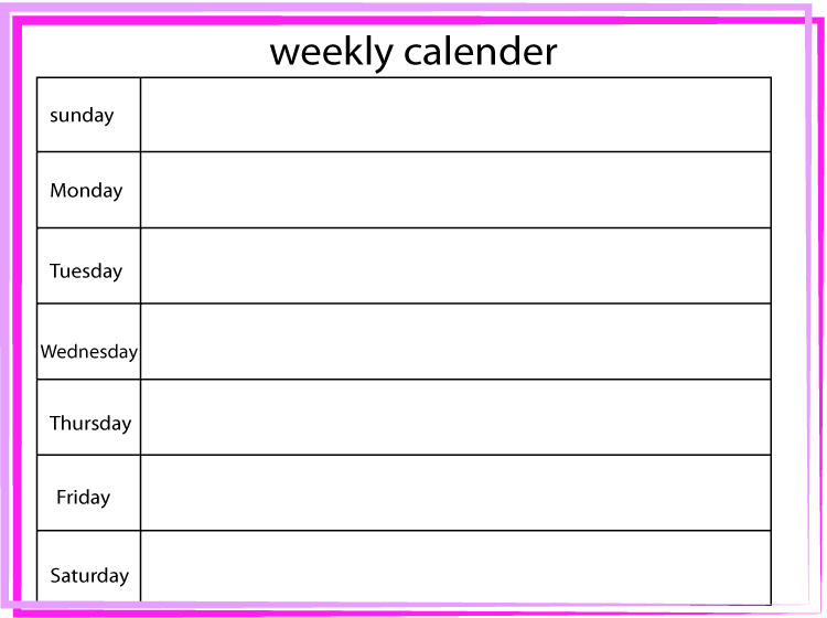 Pink and Purple Blank Weekly Printable Calendar