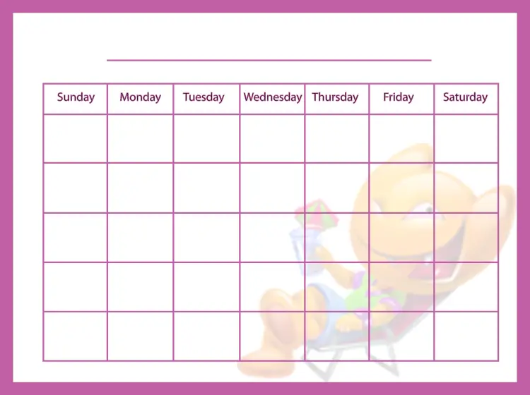 Printable Purple Blank Calendar