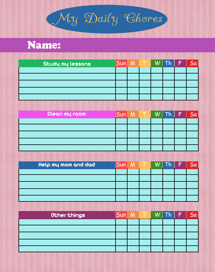 Daily Chore Charts