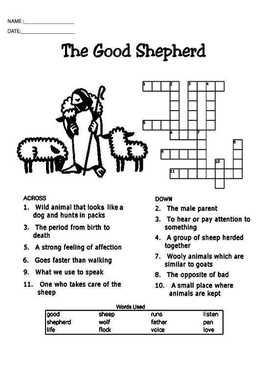 Printable Good Sheperd Church Work Sheets