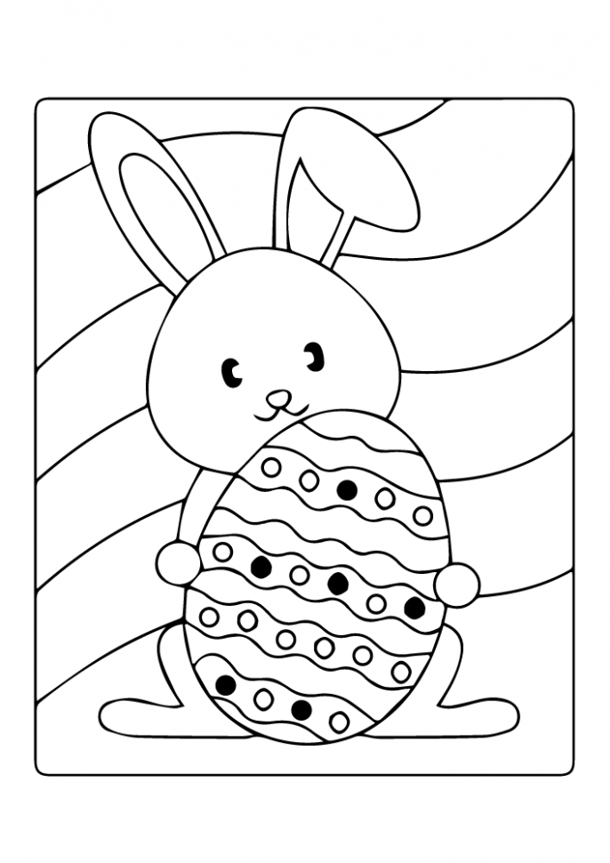 easter coloring pages happy rabbit with egg