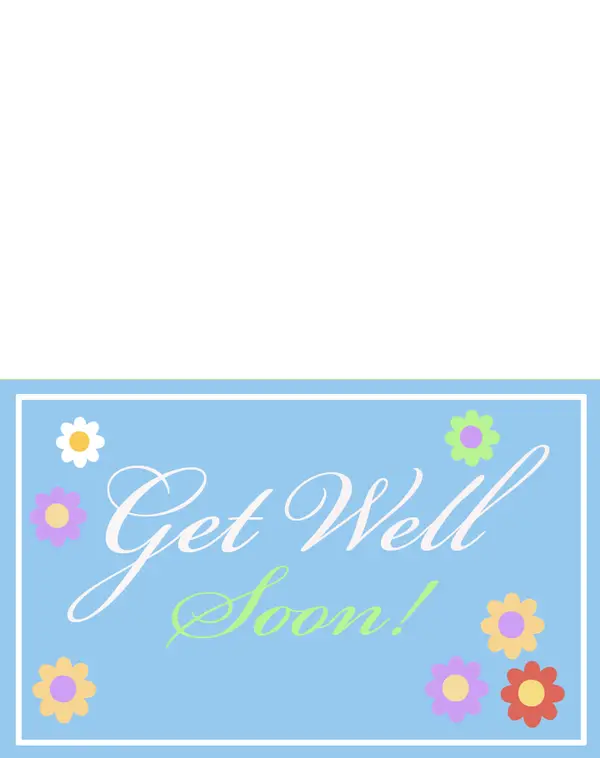 Printable Blue Floral Get Well Soon Cards