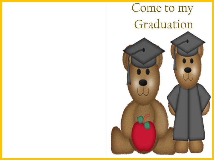 Come to My Graduation Printable Bear Invitation