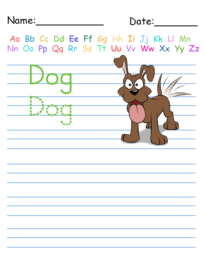 Trace the Word Dog Printable Worksheets