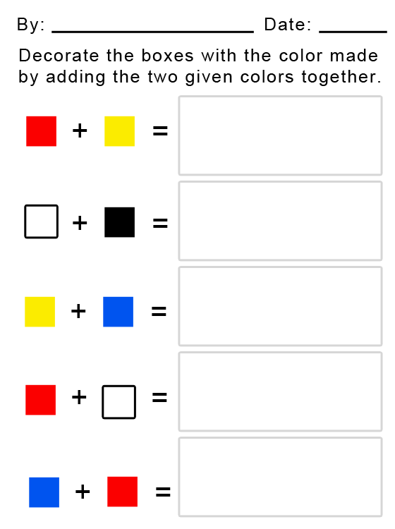 Match the Colors Printable Kids Worksheet