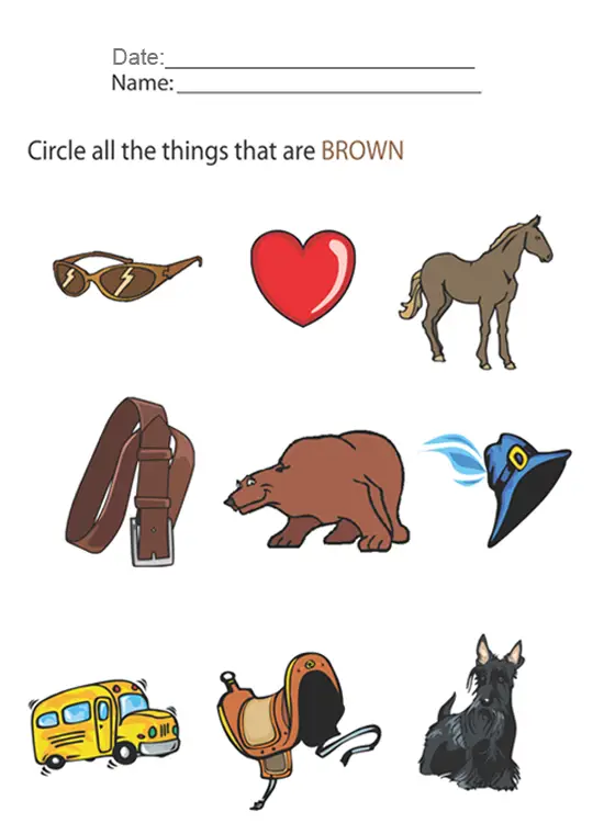 Color Brown Lesson Printable Worksheets Color Brown Lesson Printable Worksheets