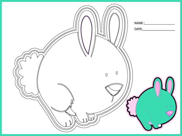 Printable Bunny Coloring Kindergarten Worksheet