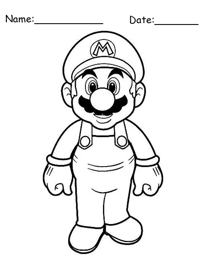 standing mario printable coloring pages