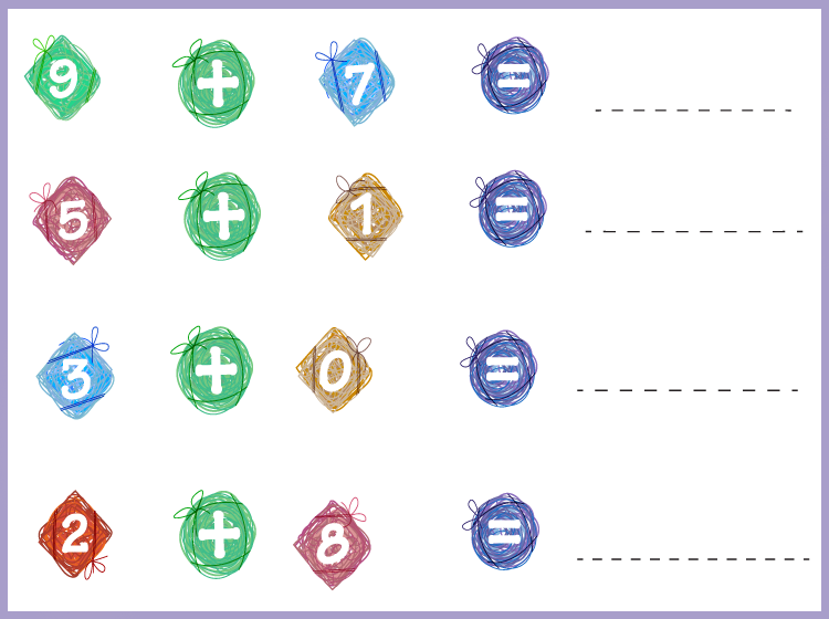 Blue Border Printable Adding Math Worksheets