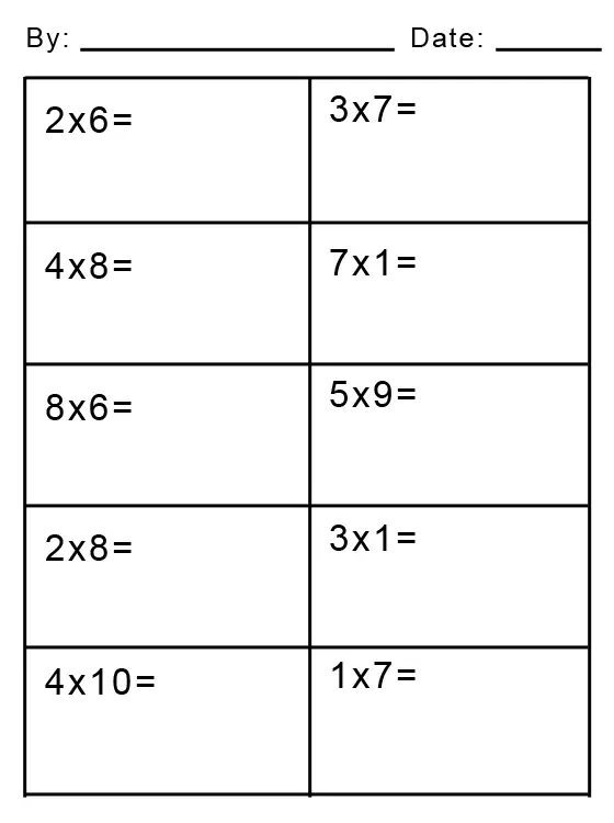 Dad math worksheets multiplication