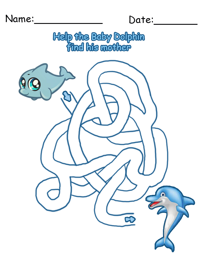 Dolphin Maze Printable Games