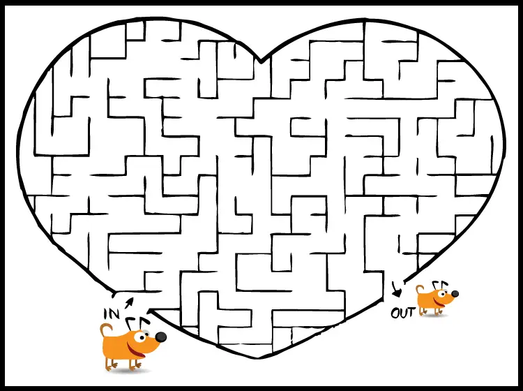 heart shaped printable mazes