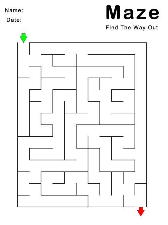 printable find your way out maze games