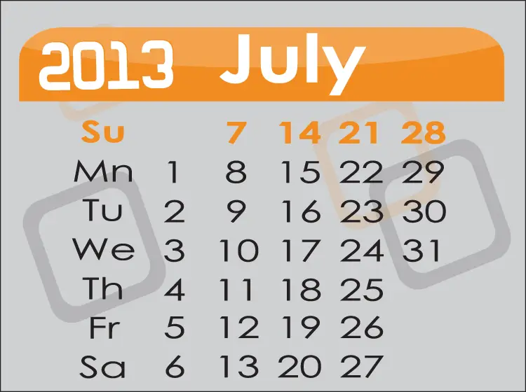 Printable July Calendar