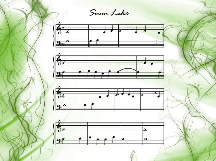 Printable Swan Lake Piano Music Printable Swan Lake Piano Music