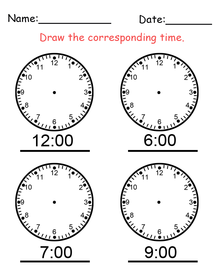 Clock Hand Time Worksheet