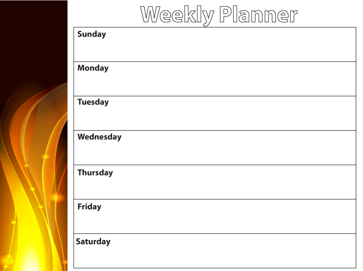 Fire Weekly Planner Printable Calendars