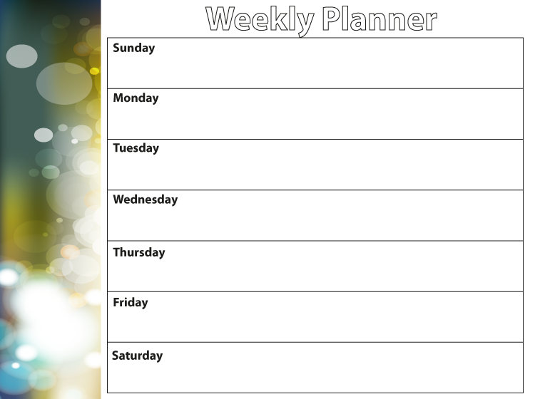 Green Blur Weekly Planner Printable Calendars