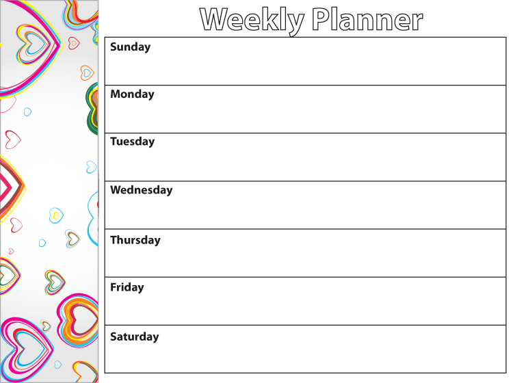 Printable Hearts Weekly Calendars