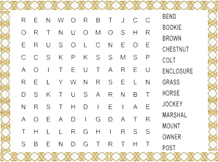 Game night printable word search puzzles