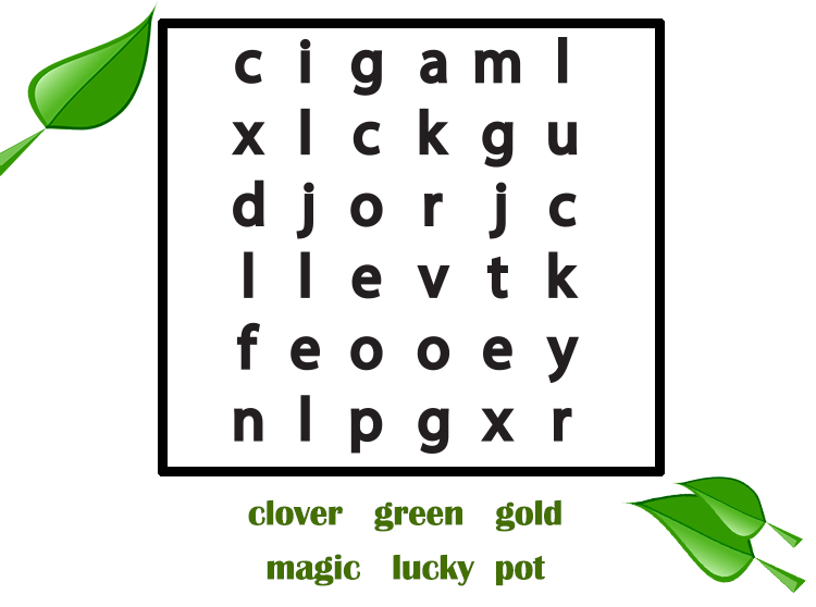 Green Printable Word Search