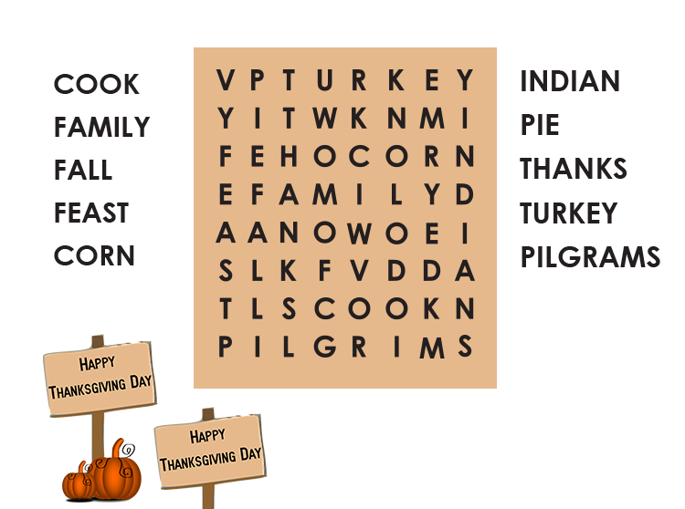 Printable Thanksgiving Word Search