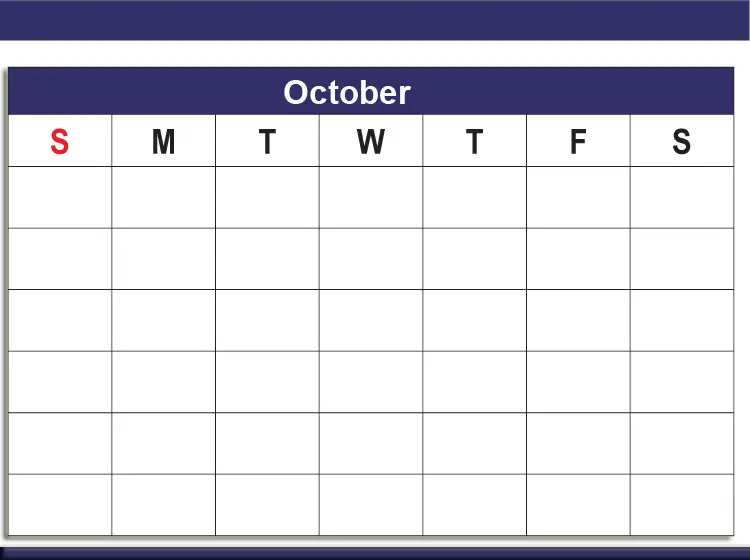 Printable October Blank Calendars Printable October Blank Calendars