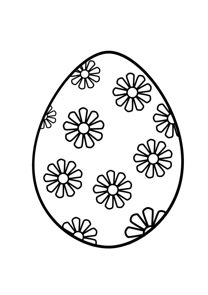 Coloring Page Easter Egg multiple flowers | Printablesfree.com