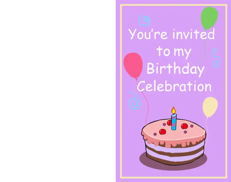 Birthday Cake and Balloons Printable Invitation