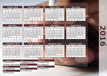 2016 Printable Calendar