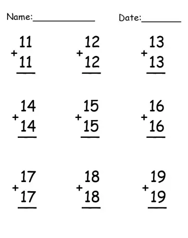 9 free printable addition worksheets