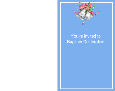 Blue With Bells Printable Baptism Invitations
