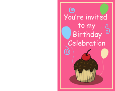 Printable Pink Cupcake Birthday Invitation