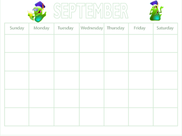 Light Blue Graduation Blank Worm Printable Calendar