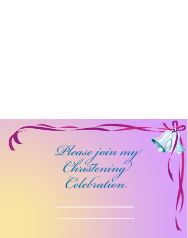 Silver Bell and Ribbon Border Printable Christening Invitation
