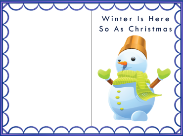 Blue Border Happy Snowman Christmas Card