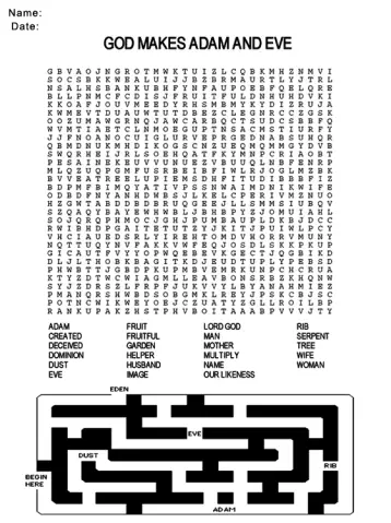 Printable Adam and Eve Church Worksheet