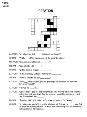 Printable Creation Church Worksheets